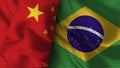 Brazil and China Realistic Flag Ã¢â¬â Fabric Texture Illustration